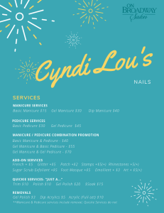 Cyndi Lou Nail Menu - On Broadway Salon Maryville